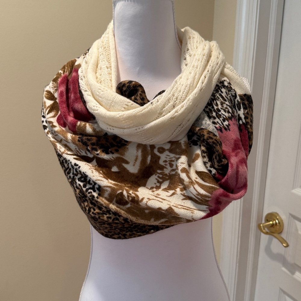 Leopard Flowers Multi-Color infinity Scarf elegant design tons of ways wearing